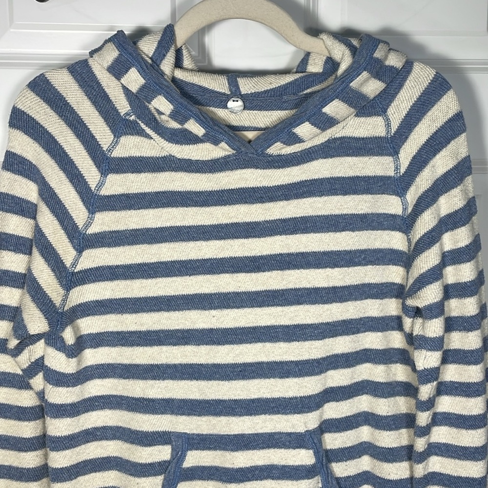 Margaret O’Leary Stripped Hoodie Size Small Thumb Holes Pocket Drawstring Bottom - Picture 3 of 12